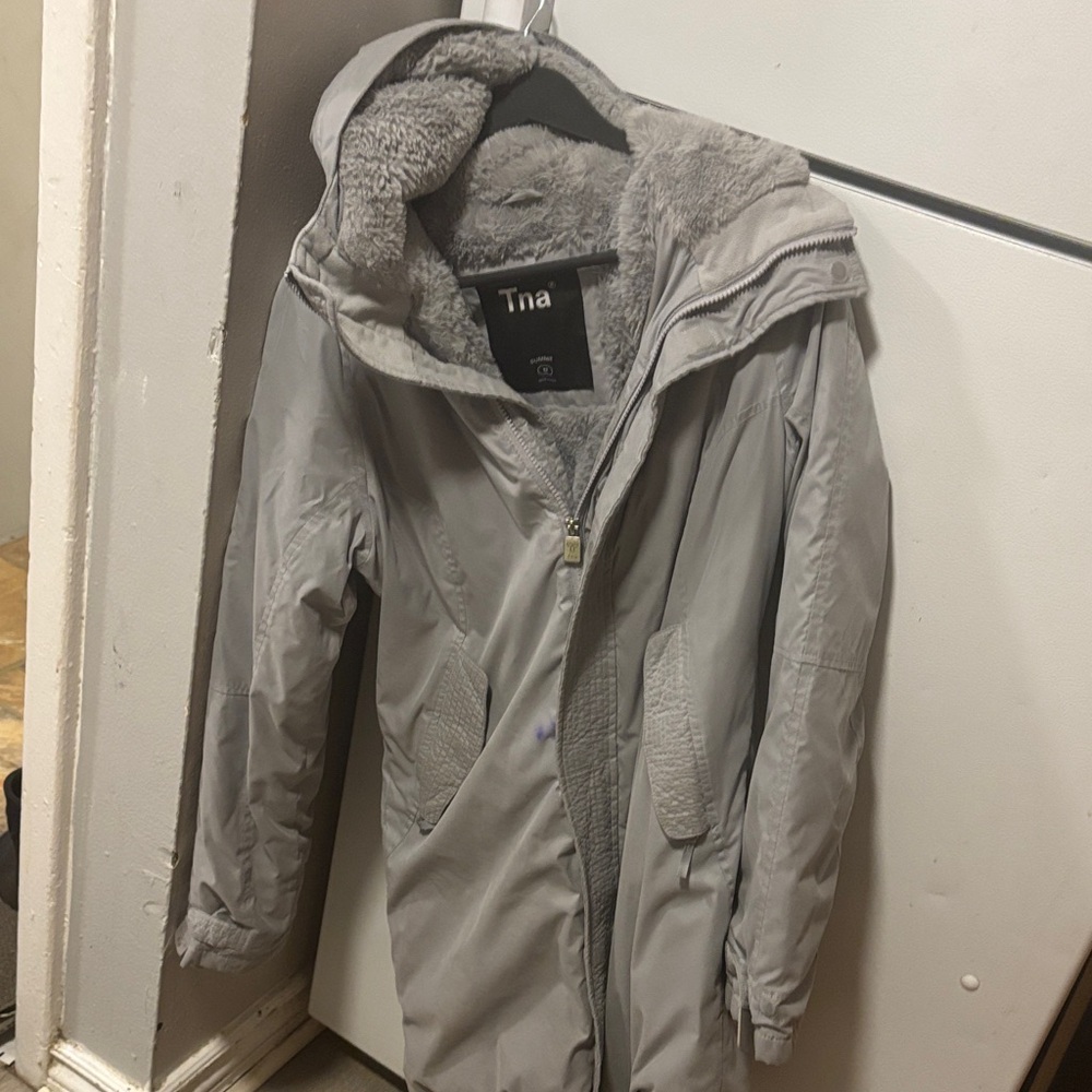 TNA Light Gray Hooded Coat